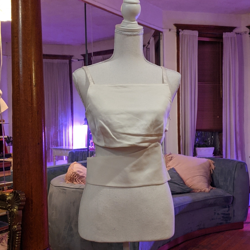 VTG Emporio Armani White Crop Top Cut Out …